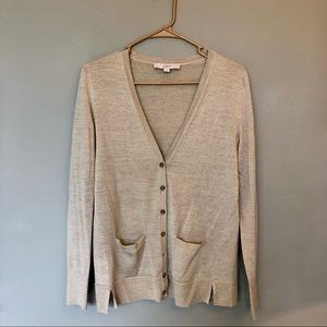Gold LOFT Button-Down Cardigan